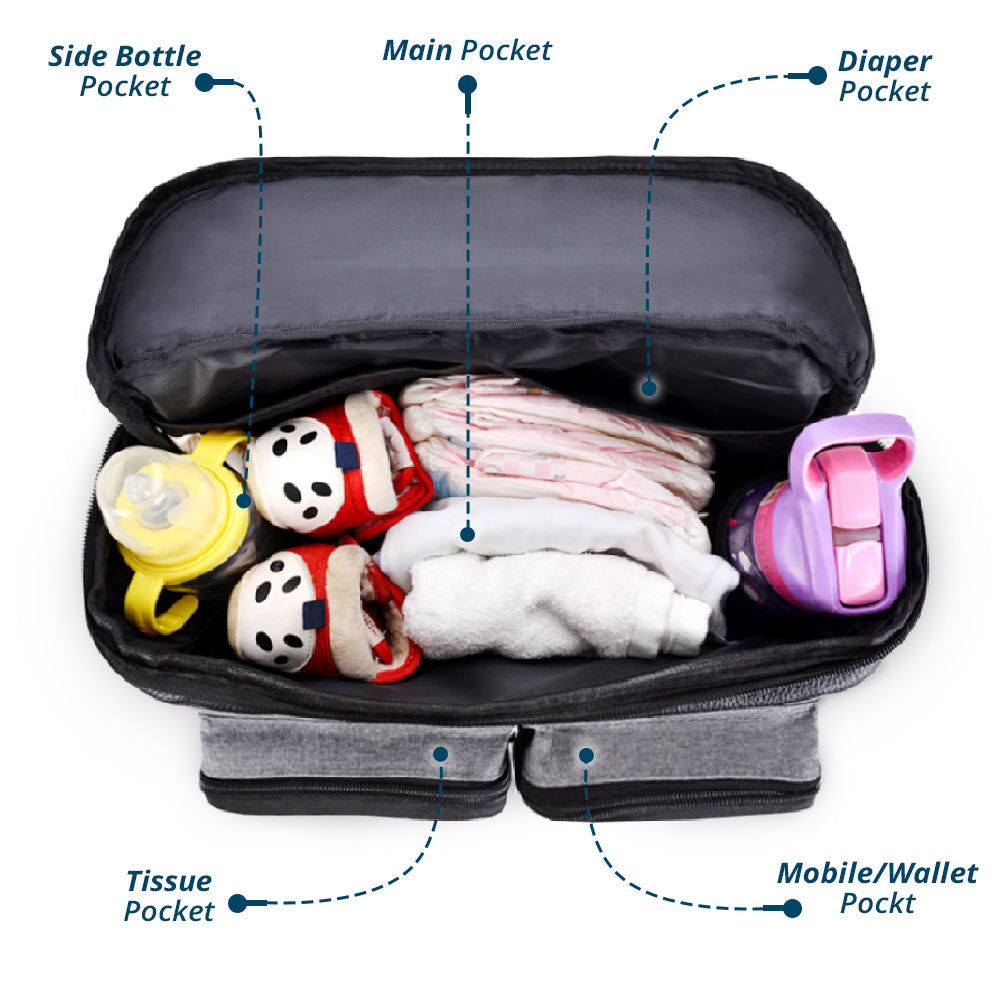 LITTLE STORY Stroller Organizer Travel Bag - Grey