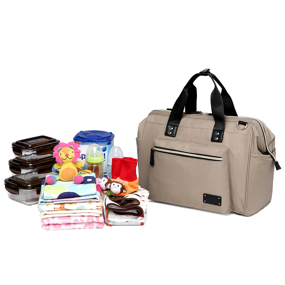 LITTLE STORY Zera Mom Dad Diaper Bag - Beige