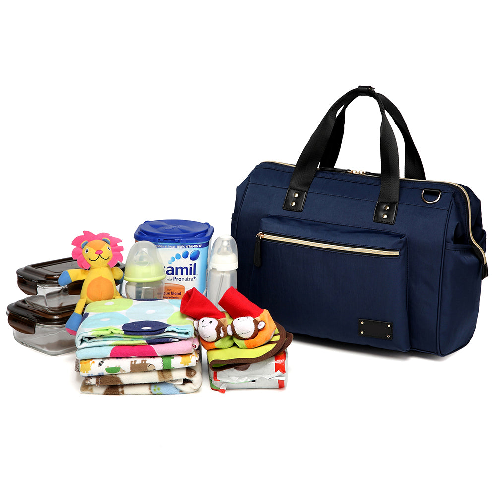 LITTLE STORY Zera Mom Dad Diaper Bag - Navy Blue