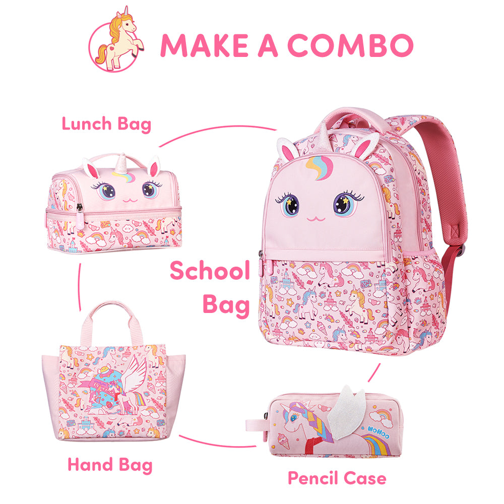 NOHOO Kids Insulated Lunch Bag Unicorn - Pink