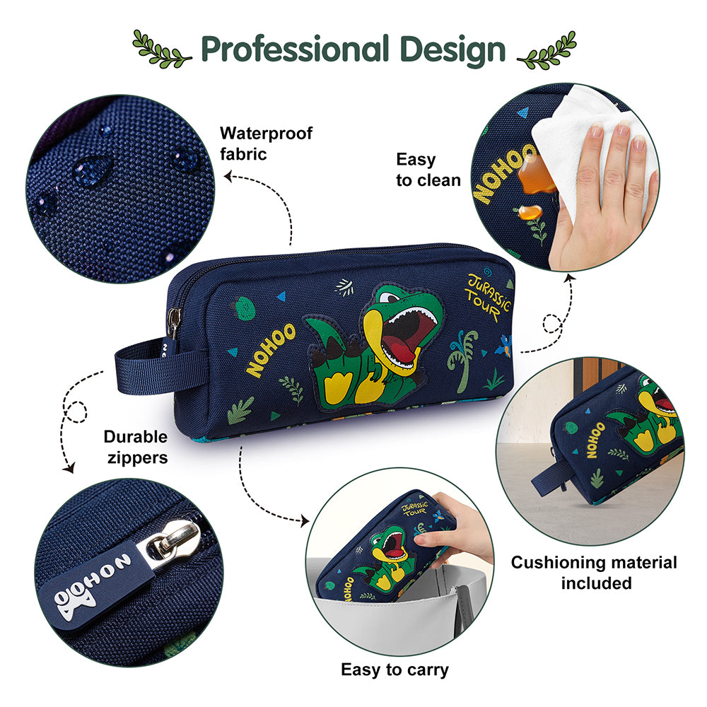 NOHOO Kids Pencil Case/Color Bag Dino - Green