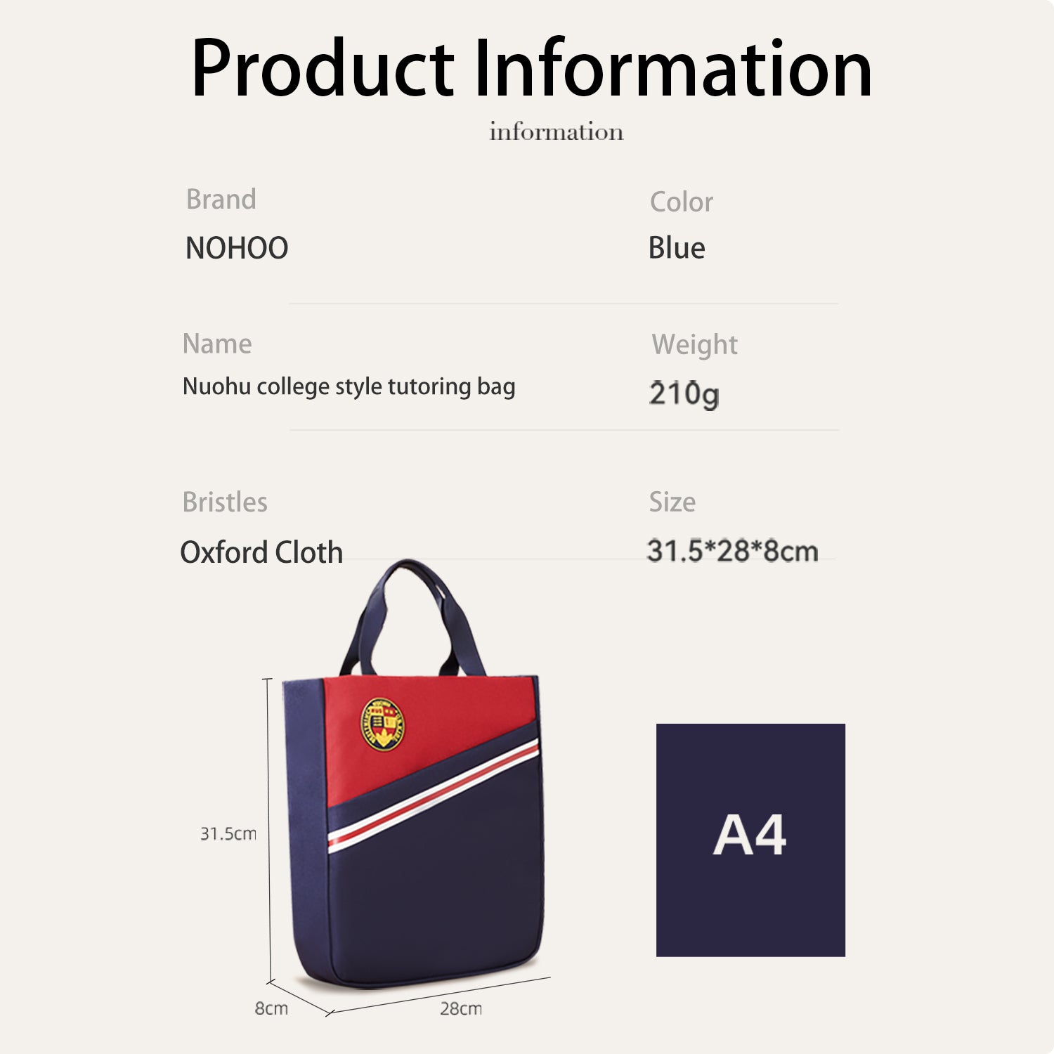 NOHOO Preppy School Hand Bag - Blue