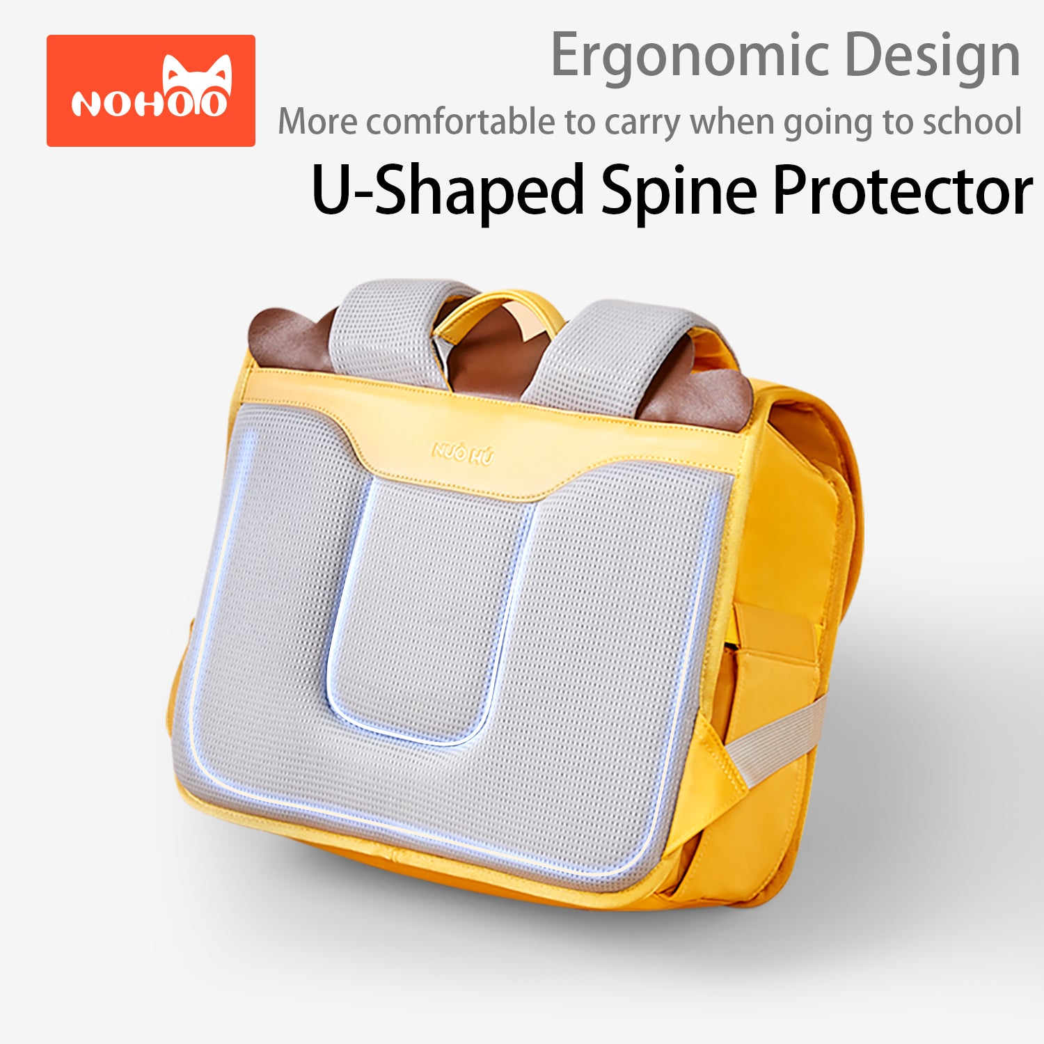 NOHOO Spine Protection Horizontal School Backpack for 0 - 5 Grade Primary Students - Lion Yellow
