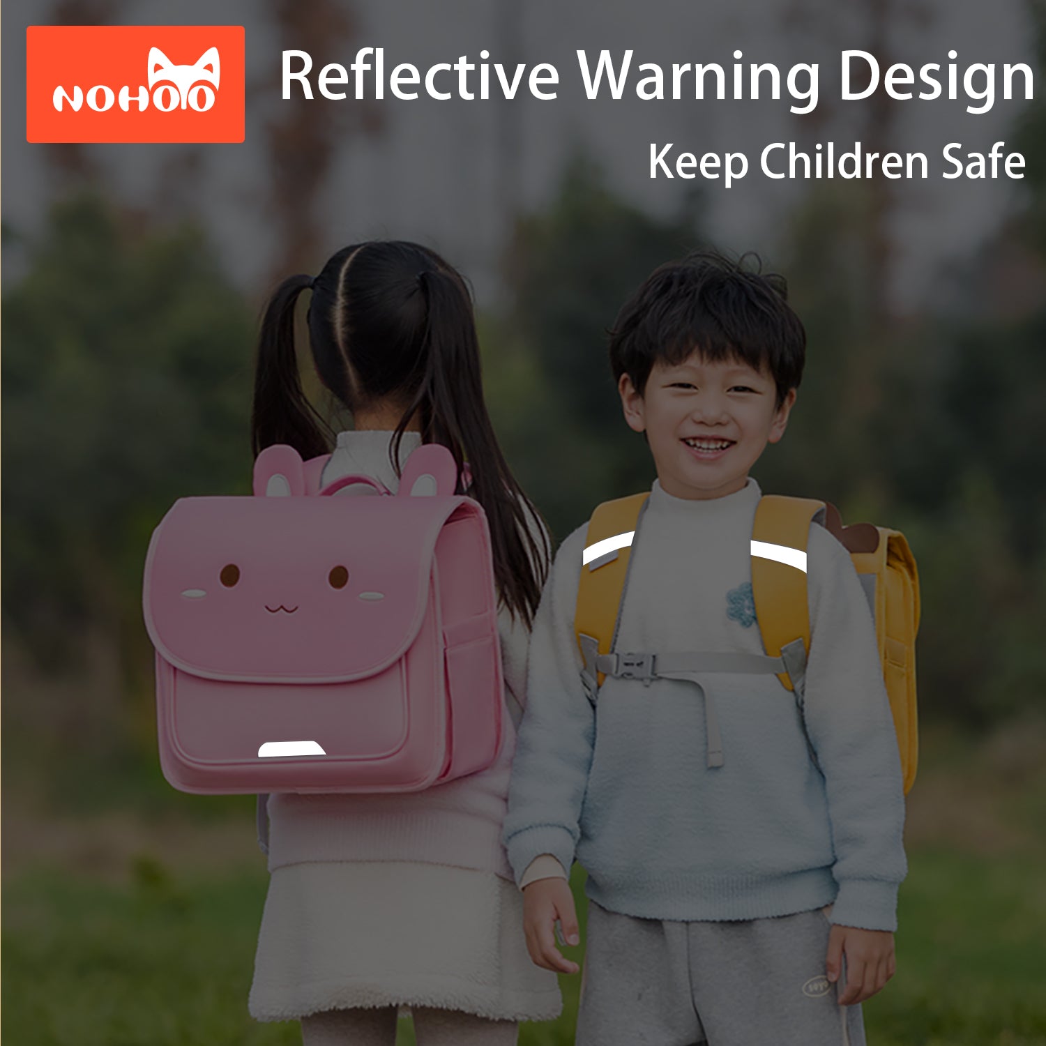 NOHOO Spine Protection Horizontal School Backpack for 0 - 5 Grade Primary Students - Lion Yellow