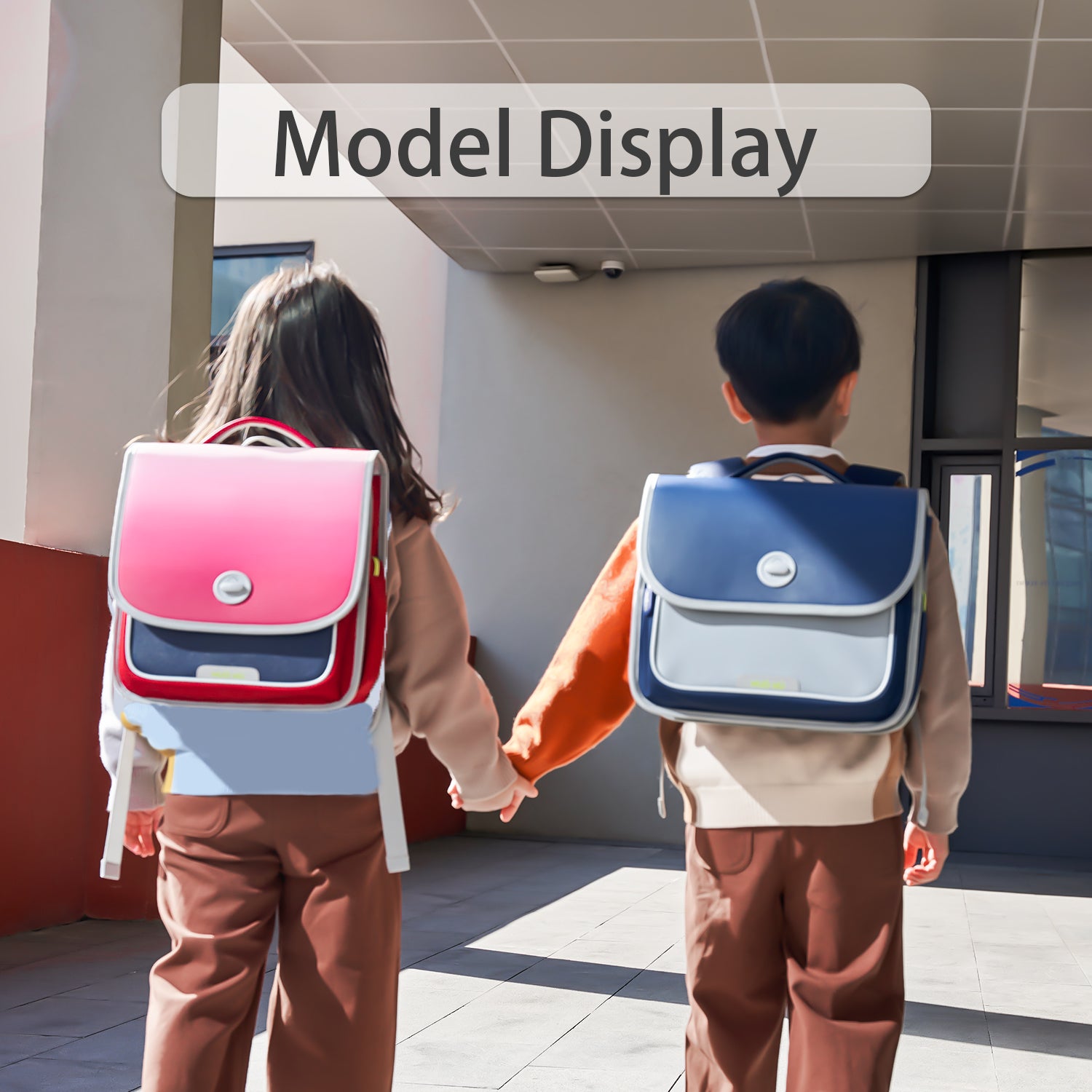 NOHOO Ergonomic Spine Protection Horizontal School Backpack for 0 - 5 Grade Primary Students - Baby Red