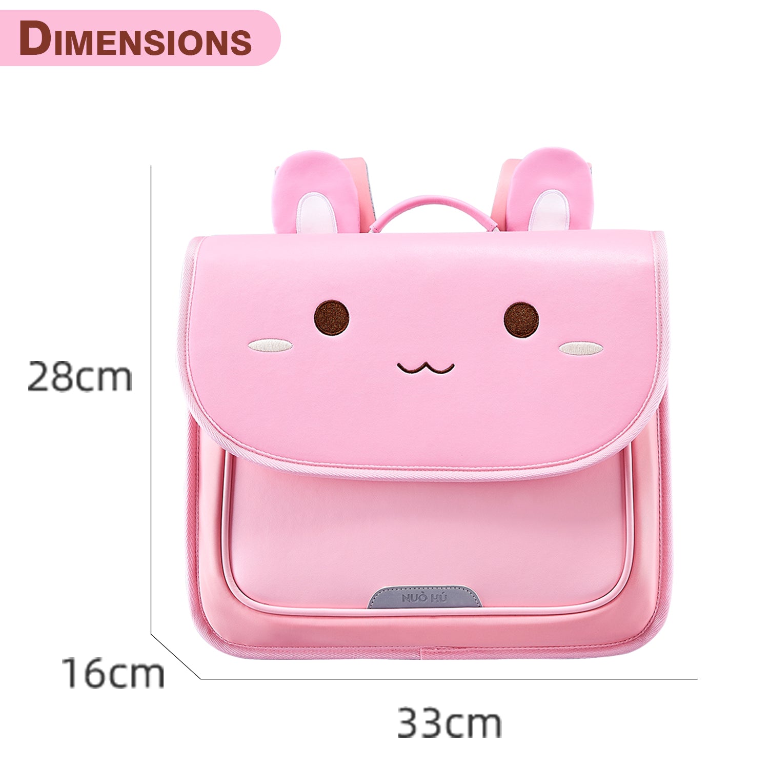 NOHOO Spine Protection Horizontal School Backpack for 0 - 5 Grade Primary Students - Rabbit Pink