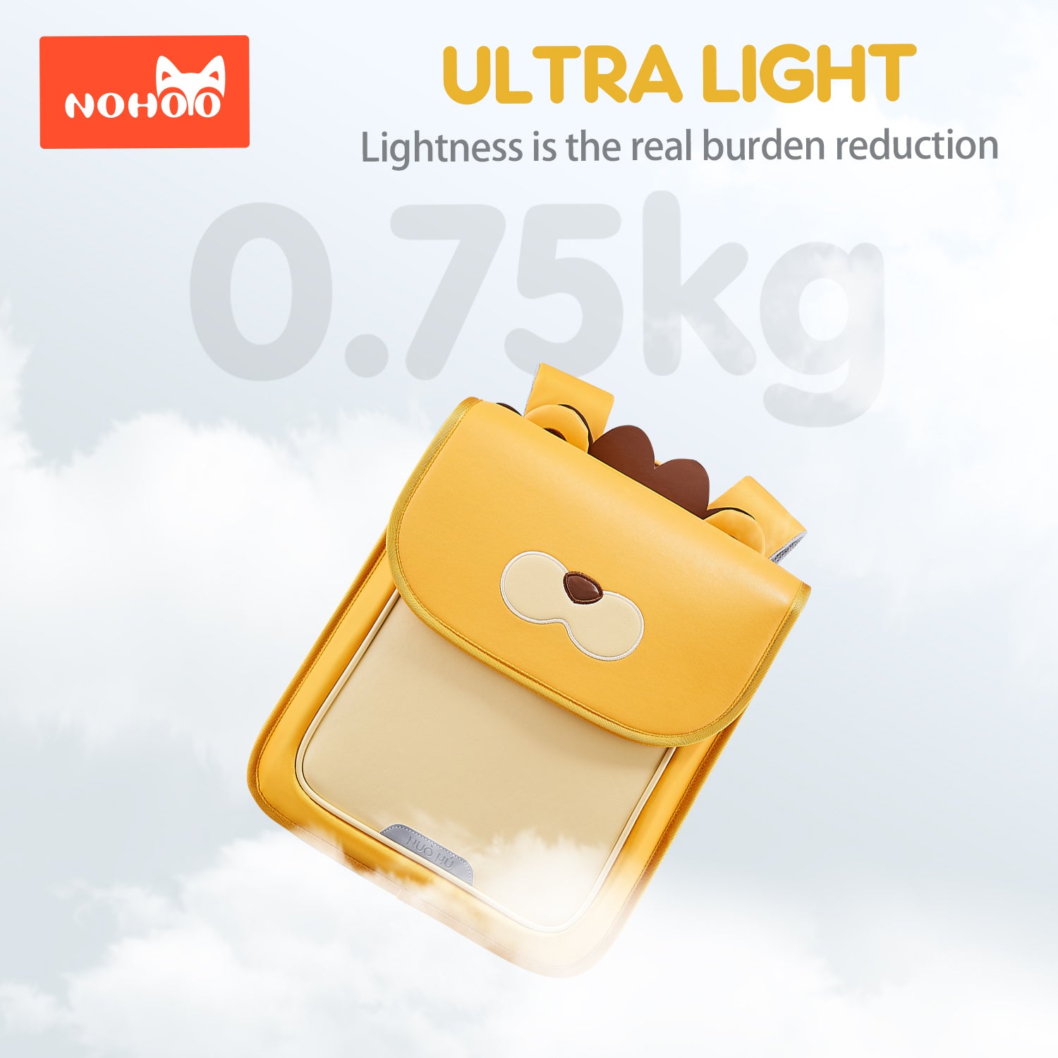 NOHOO Spine Protection School Backpack for 0 - 5 Grade Primary Students - Lion Yellow
