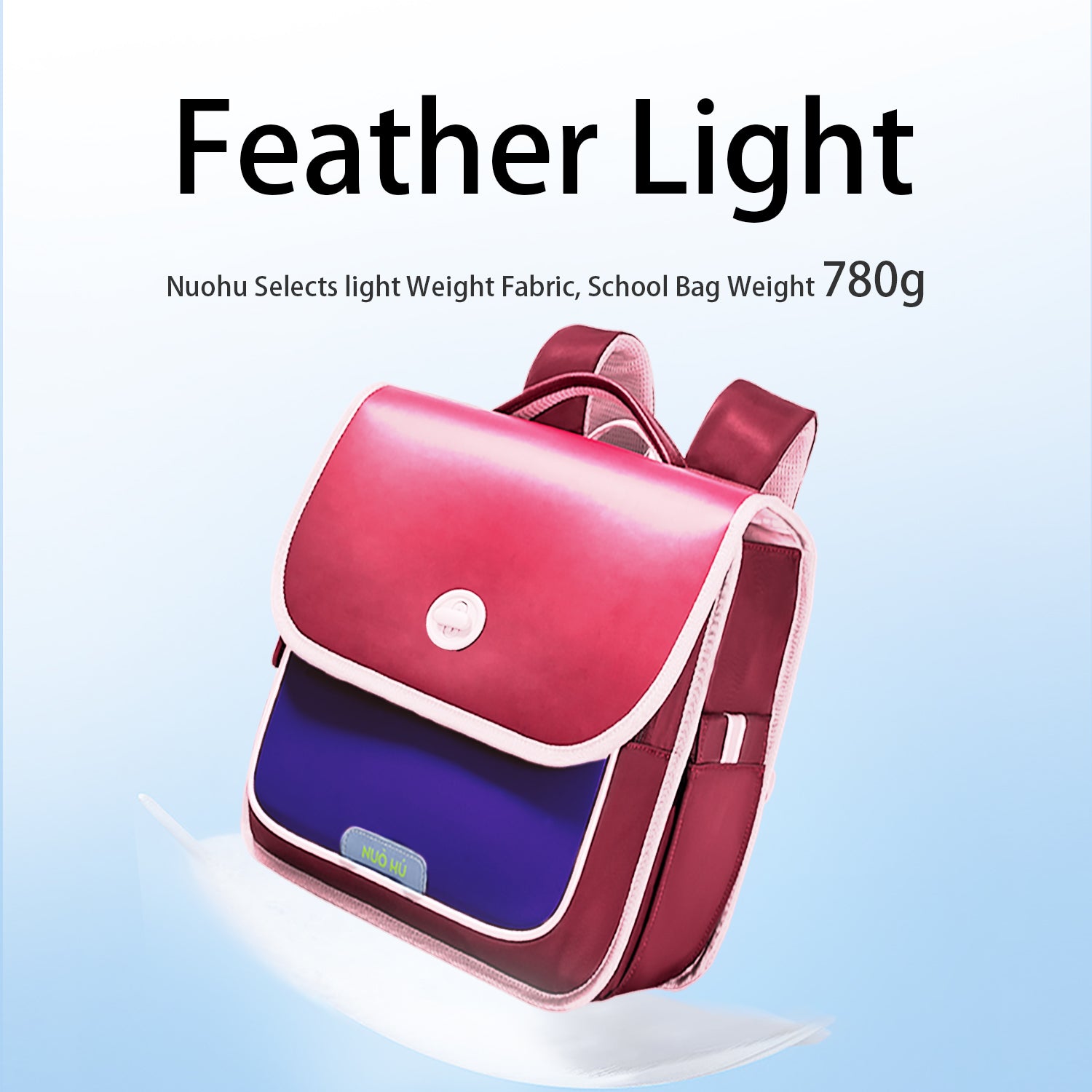 NOHOO Ergonomic Spine Protection School Backpack for 0 - 5 Grade Primary Students - Baby Red