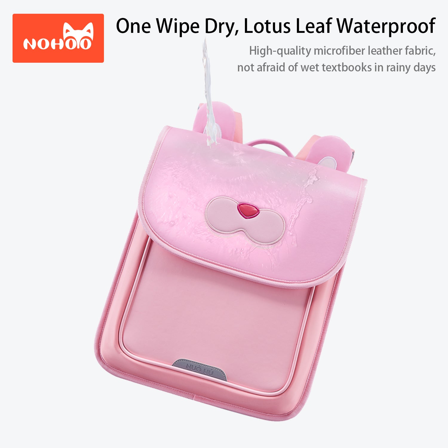 NOHOO Spine Protection School Backpack for 0 - 5 Grade Primary Students - Rabbit Pink