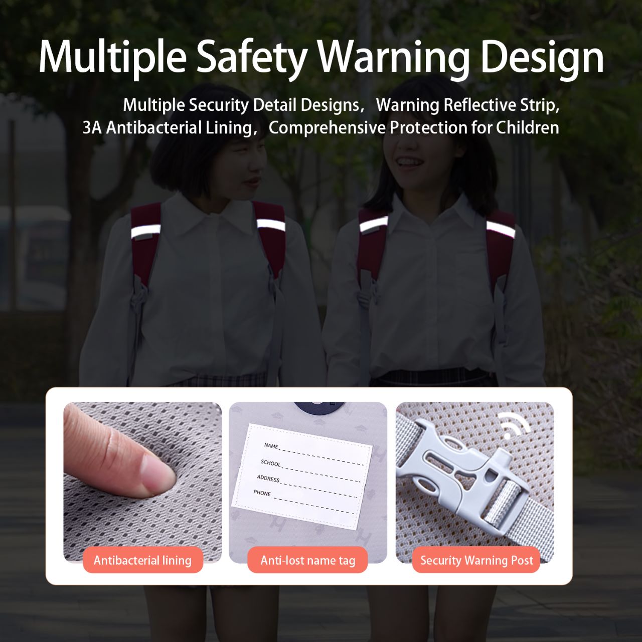 NOHOO Preppy Spine Protection School Backpack for 0 - 5 Grade Primary Students - Blue