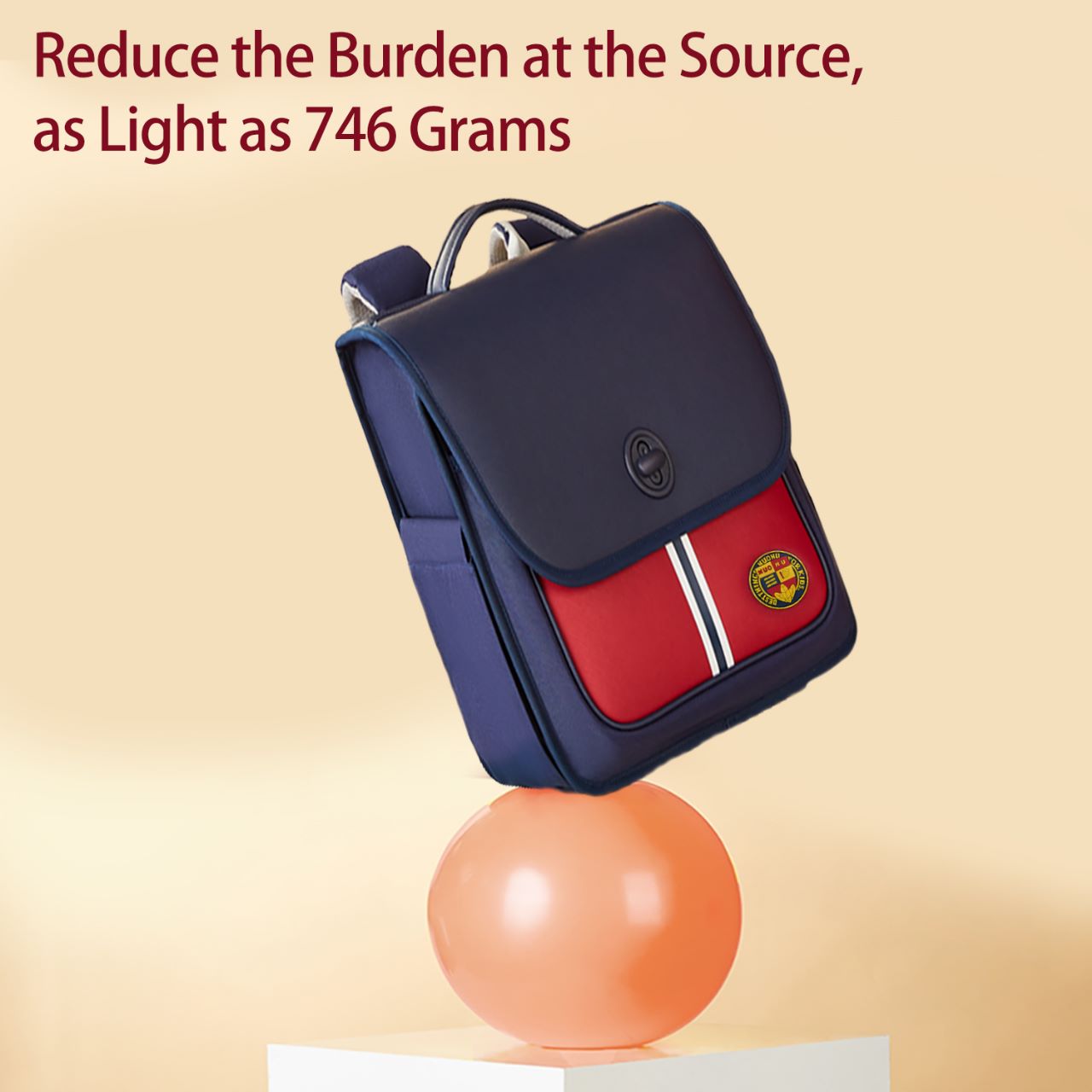 NOHOO Preppy Spine Protection School Backpack for 0 - 5 Grade Primary Students - Blue