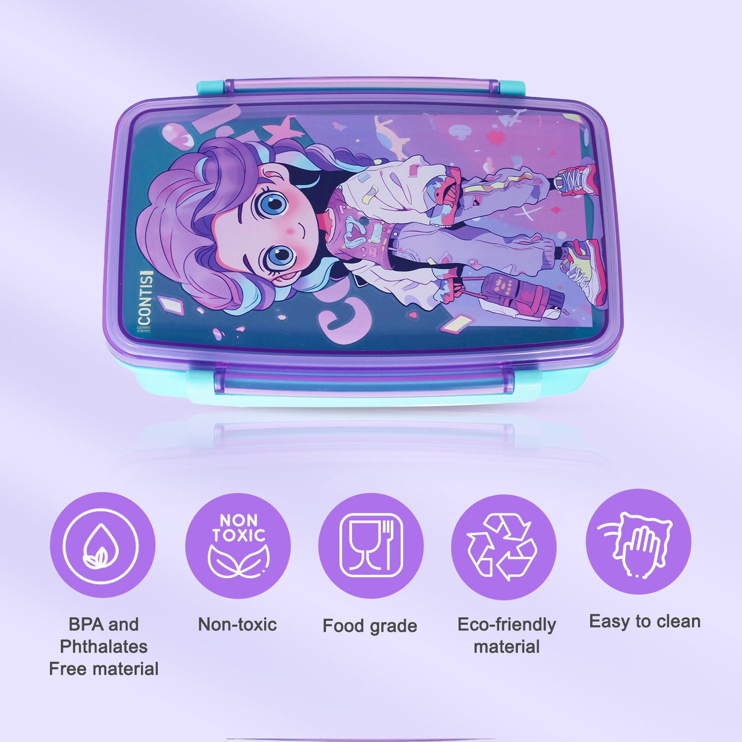 NOVA KIDS Bento Lunch Box with Spoon & Fork - Cite Girl Pink