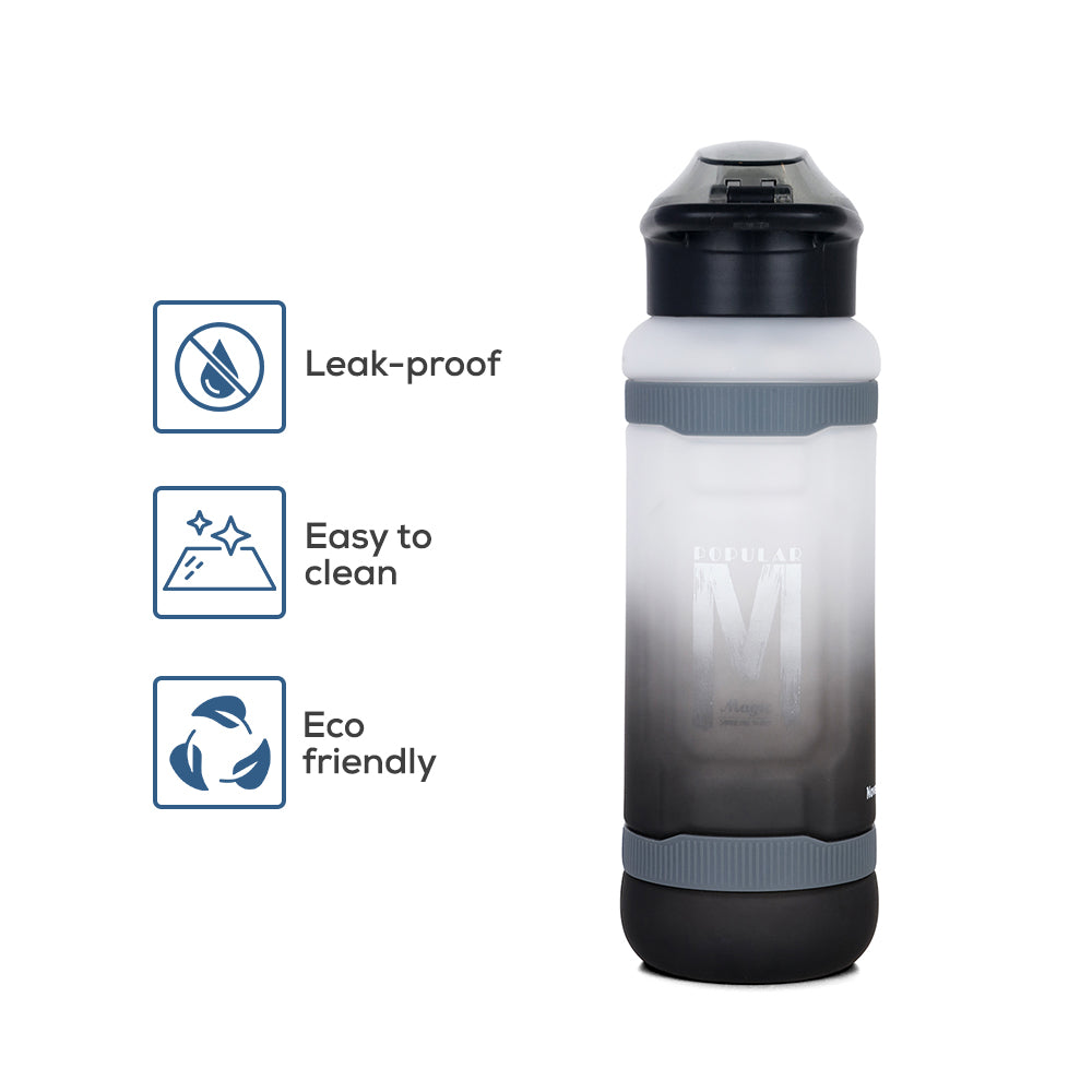NOVA KIDS Water Bottle 1000ml with Straw- Black