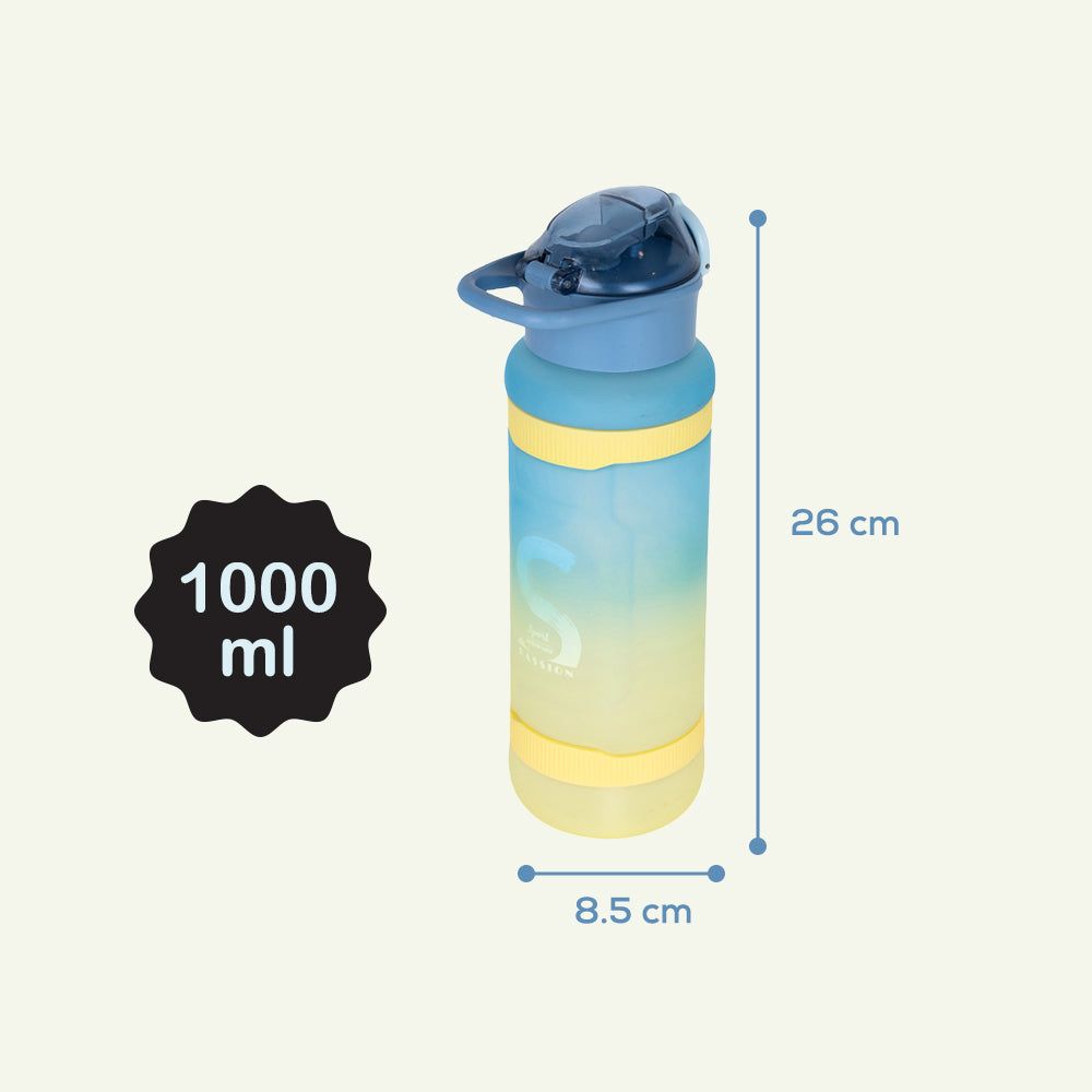 NOVA KIDS Water Bottle 1000ml with Straw- Blue