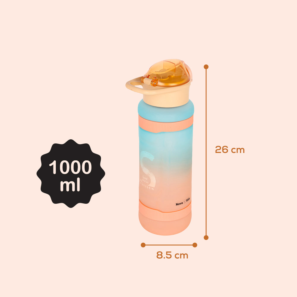 NOVA KIDS Water Bottle 1000ml with Straw- Orange
