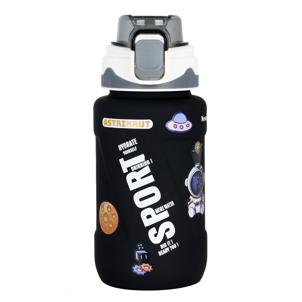 NOVA KIDS Water Bottle 550ml with Straw - Black
