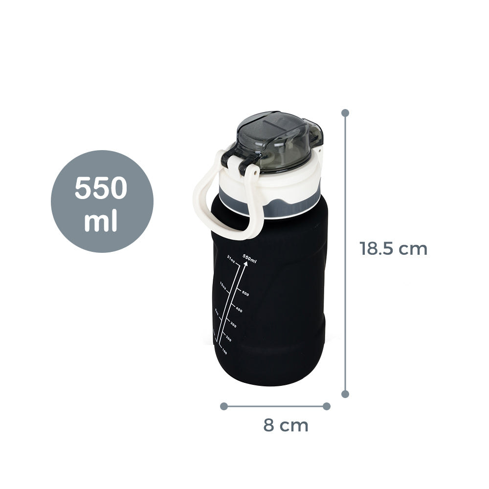 NOVA KIDS Water Bottle 550ml with Straw - Black