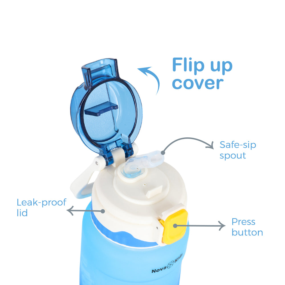 NOVA KIDS Water Bottle 550ml with Straw - Blue