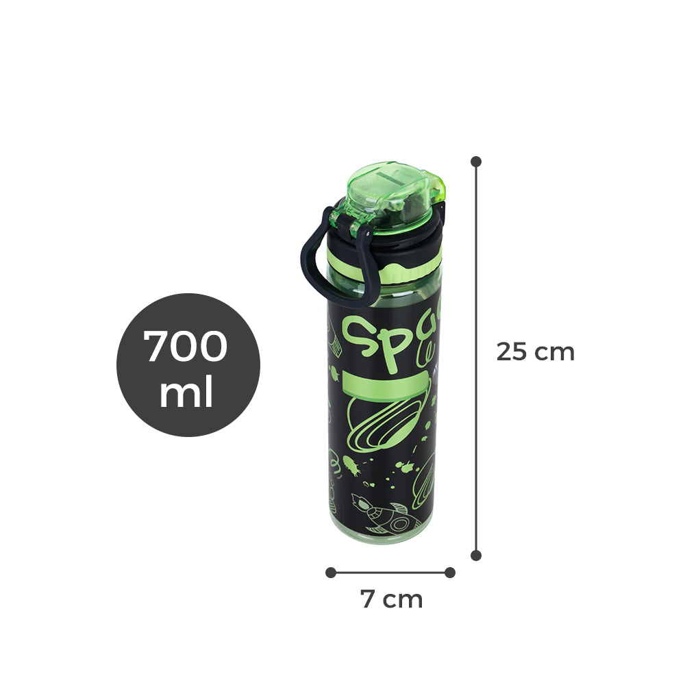 NOVA KIDS Water Bottle 700ml with Straw- Black