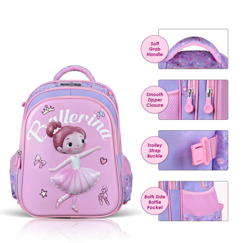 NOVA KIDS 3D School Bag - Ballerina Pink, 16.5 inch