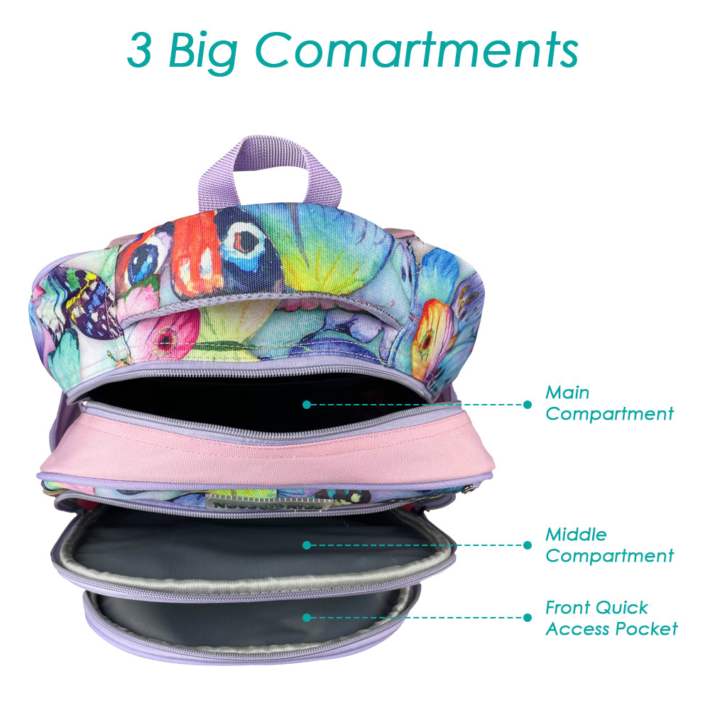 NOVA KIDS School Bag - Butterfly Purple, 17.5 inch