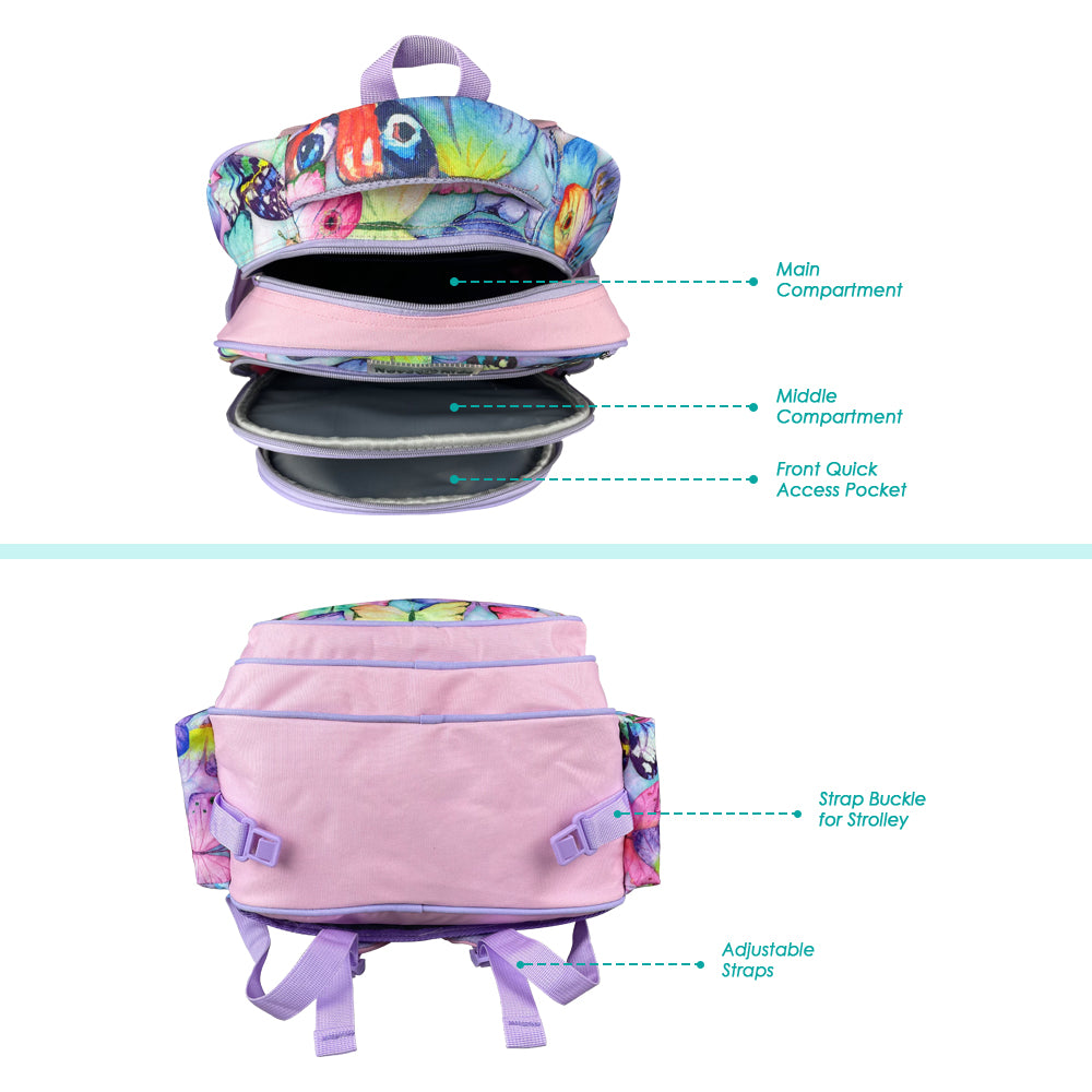 NOVA KIDS School Bag - Butterfly Purple, 17.5 inch