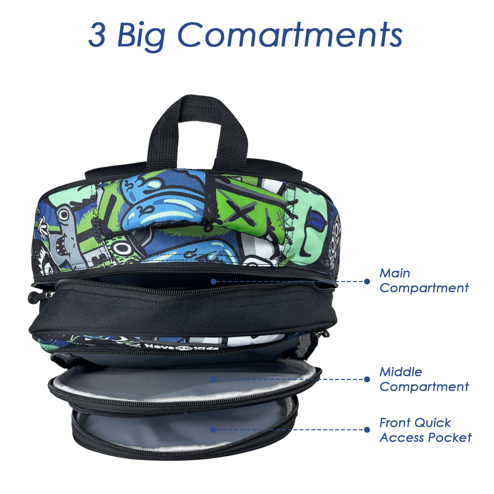 NOVA KIDS School Bag - GenZ Black, 17.5 inch