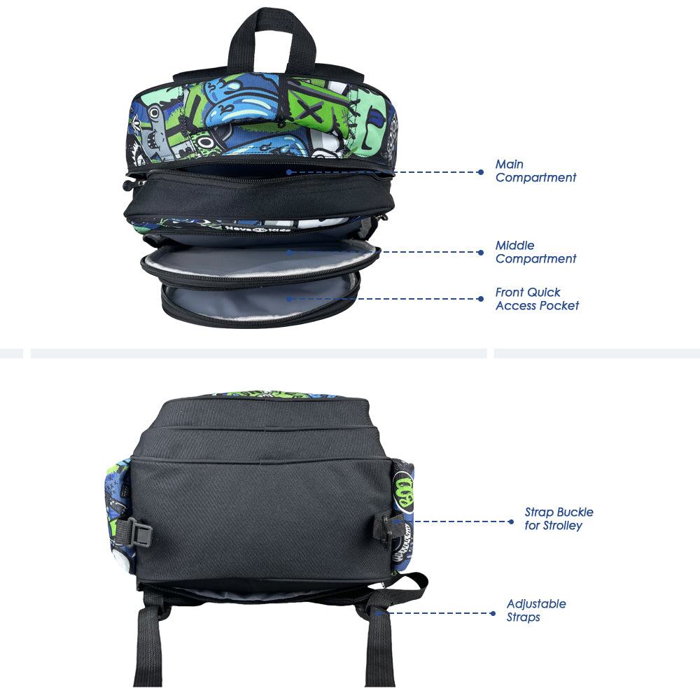 NOVA KIDS School Bag - GenZ Black, 17.5 inch