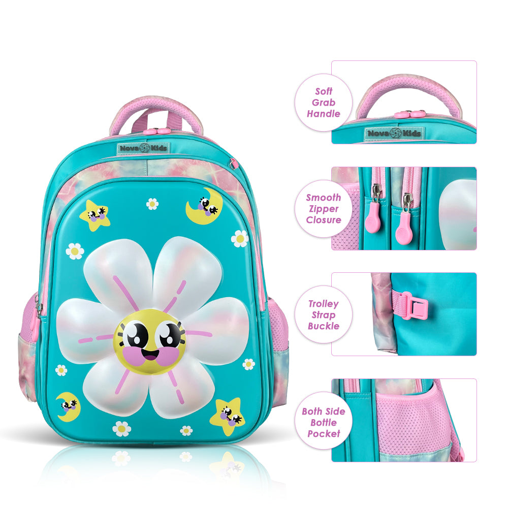 NOVA KIDS 3D School Bag - Daisy Green, 16.5 inch