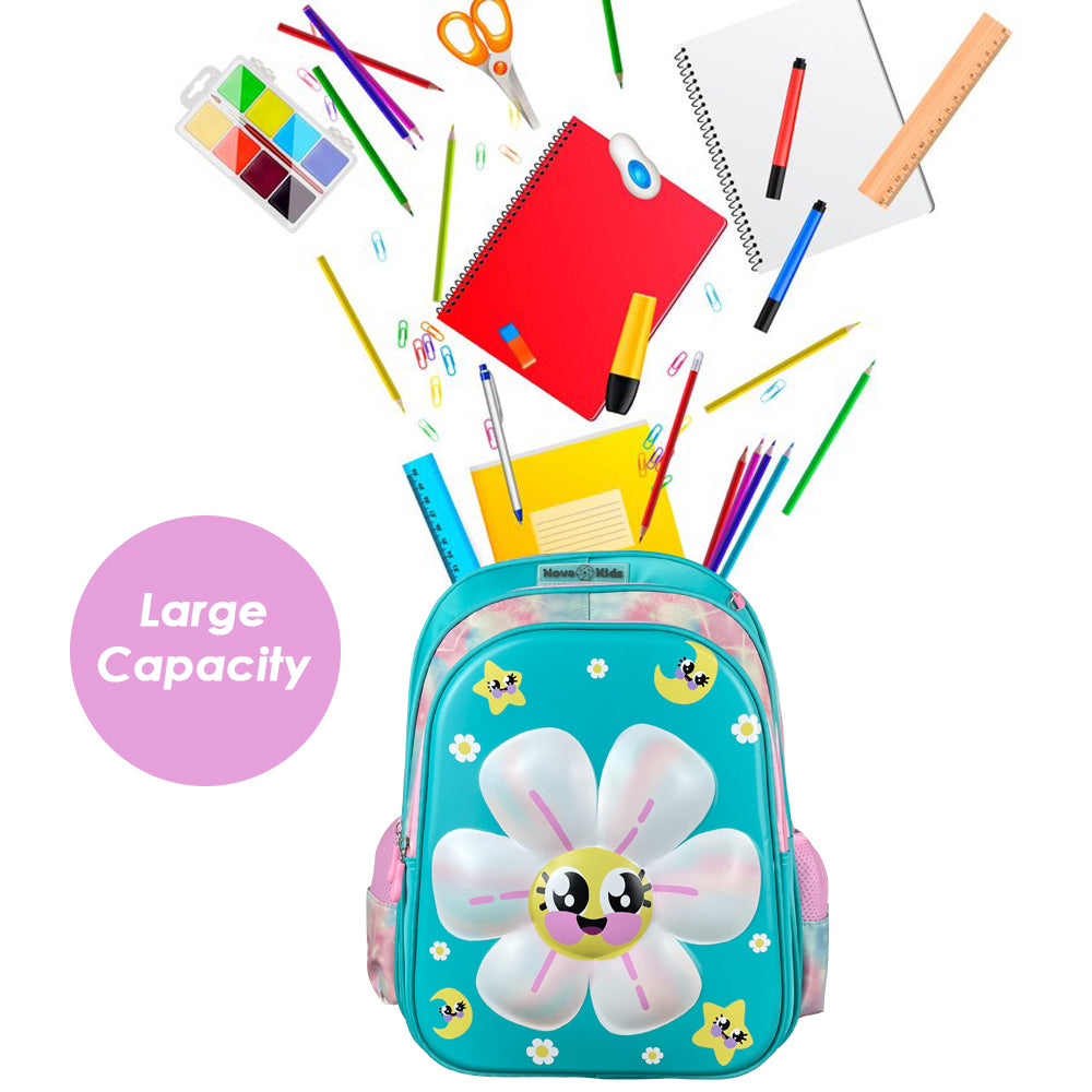 NOVA KIDS 3D School Bag - Daisy Green, 16.5 inch