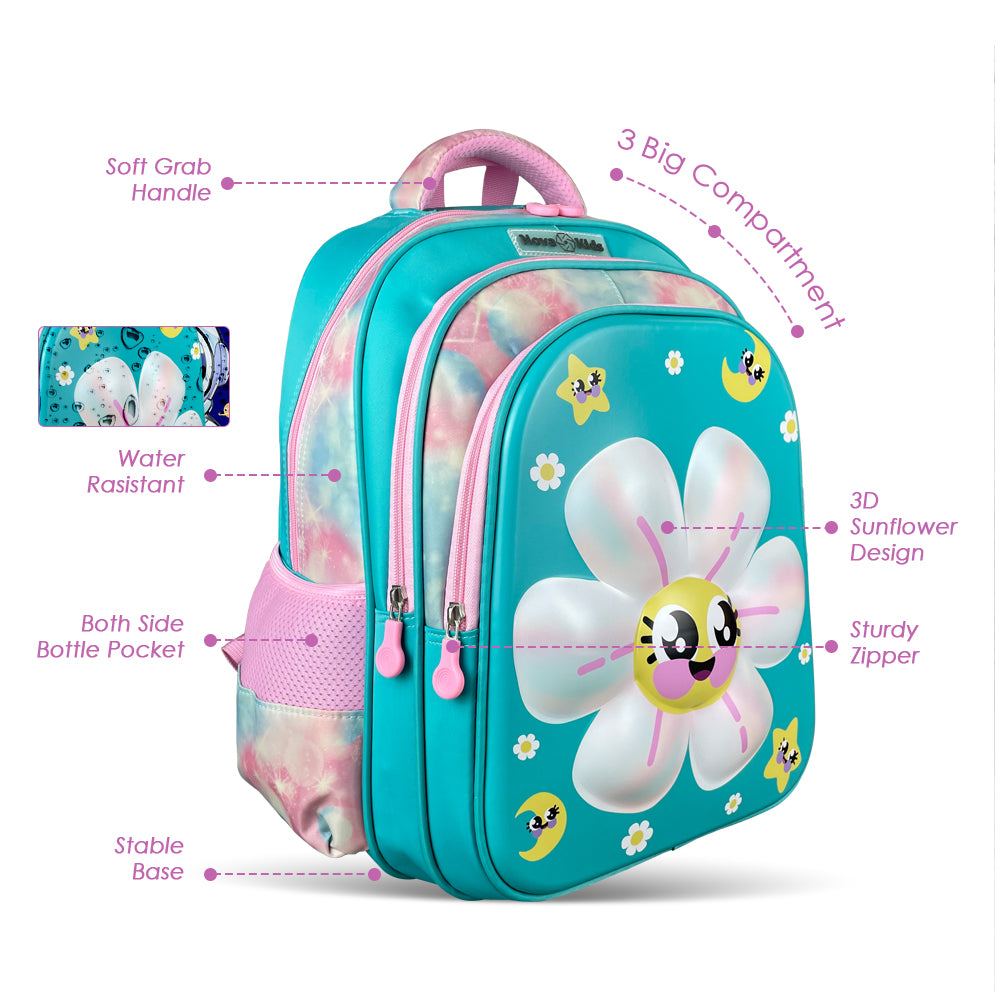 NOVA KIDS 3D School Bag - Daisy Green, 16.5 inch