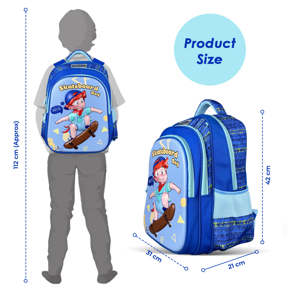 NOVA KIDS 3D School Bag - Skater Blue, 16.5 inch
