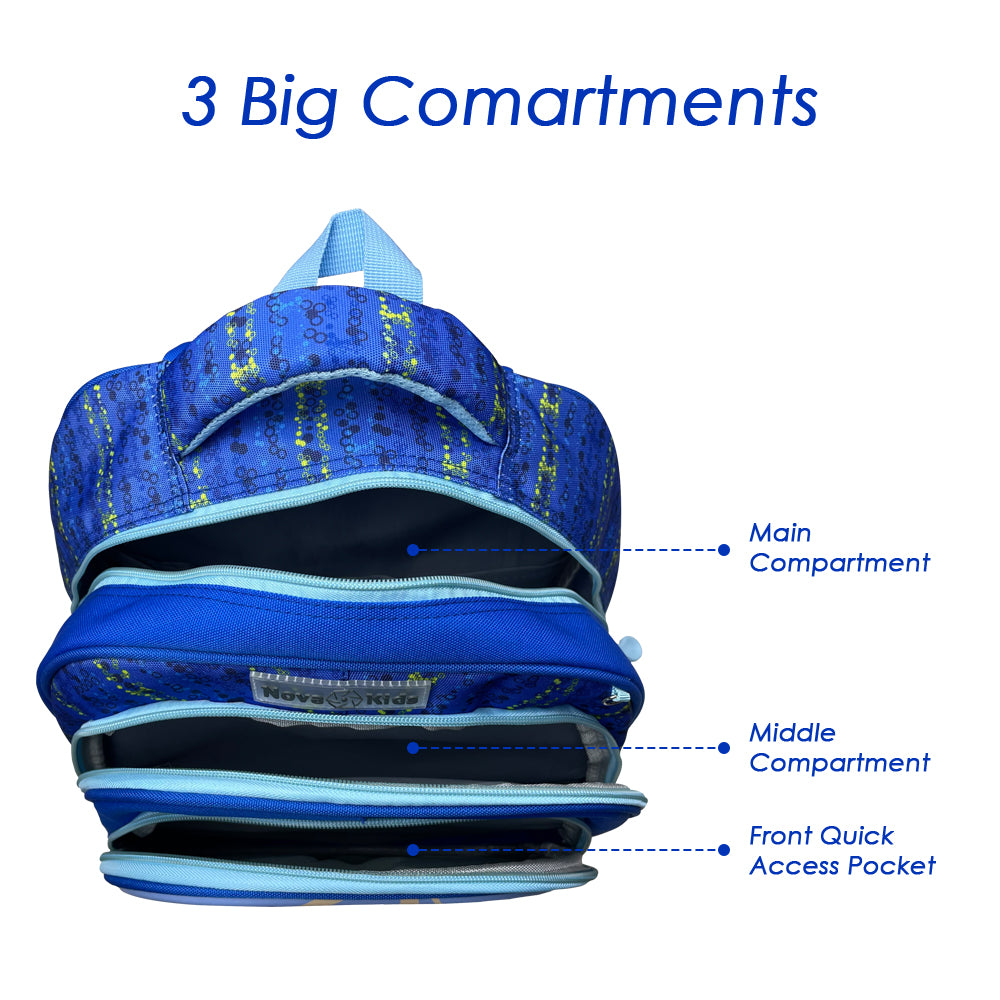 NOVA KIDS 3D School Bag - Skater Blue, 16.5 inch