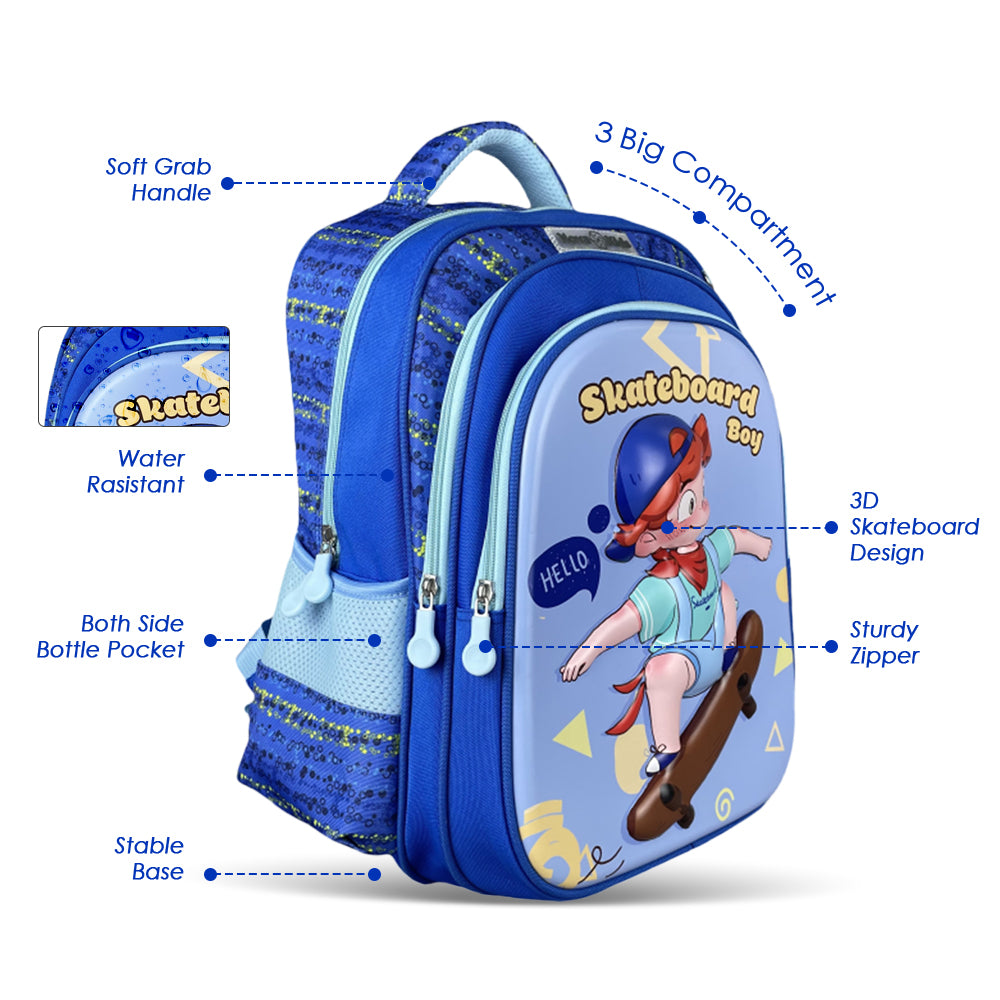 NOVA KIDS 3D School Bag - Skater Blue, 16.5 inch