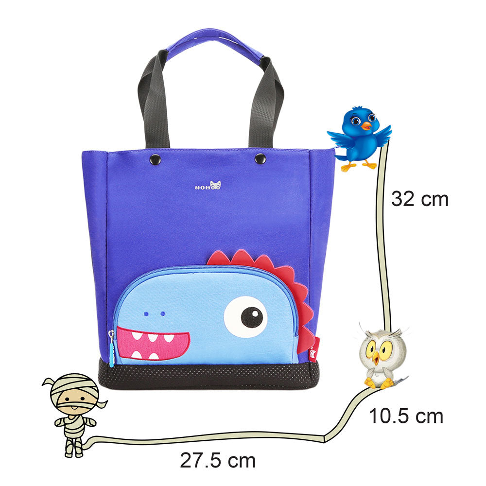 NOHOO Dinosaur Tote Bag and Bento Lunch Box - Blue