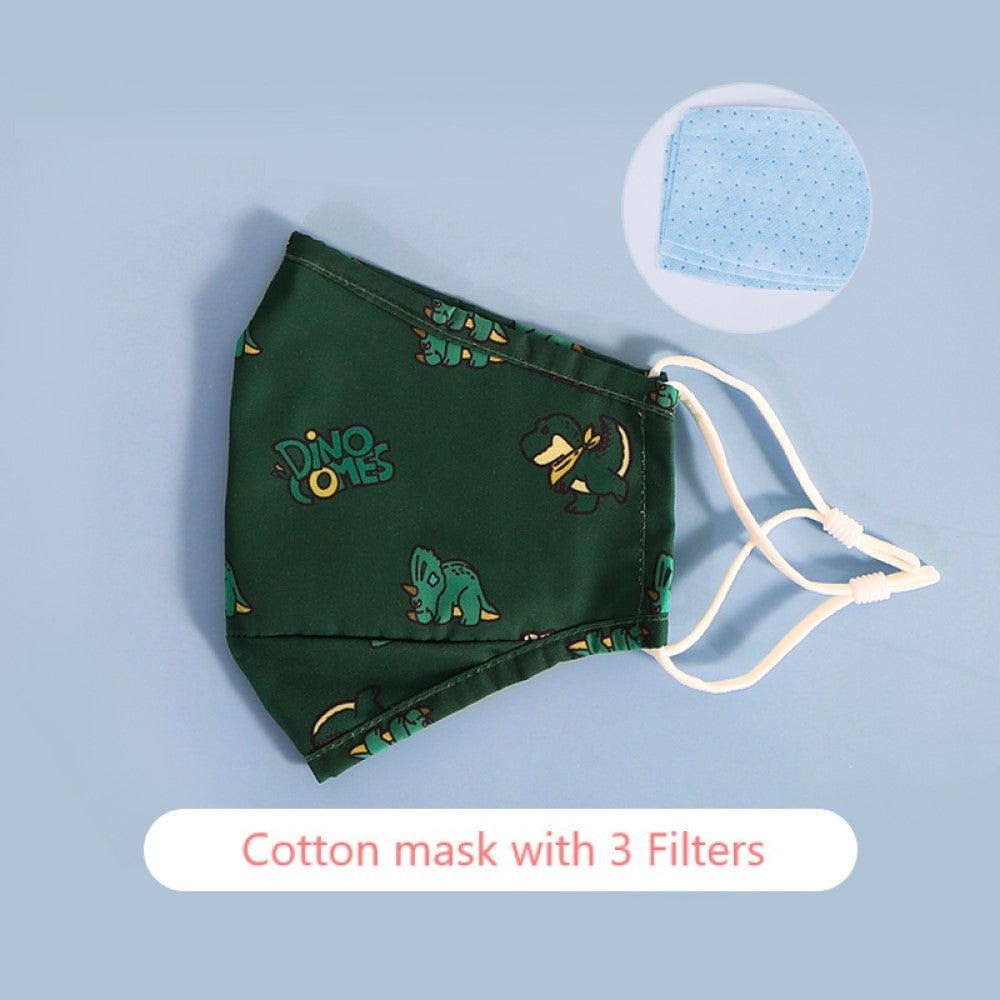 NOHOO Kids Re - usable Face Mask - Dinosaur - Green