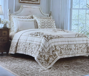 Oryzaa Living -Majestic Heritage Imperial 6 pcs King Size comforter Set-Beige