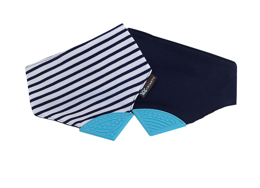Reversible 2in1 Teething Bib - Stars and Strips - Navy Blue