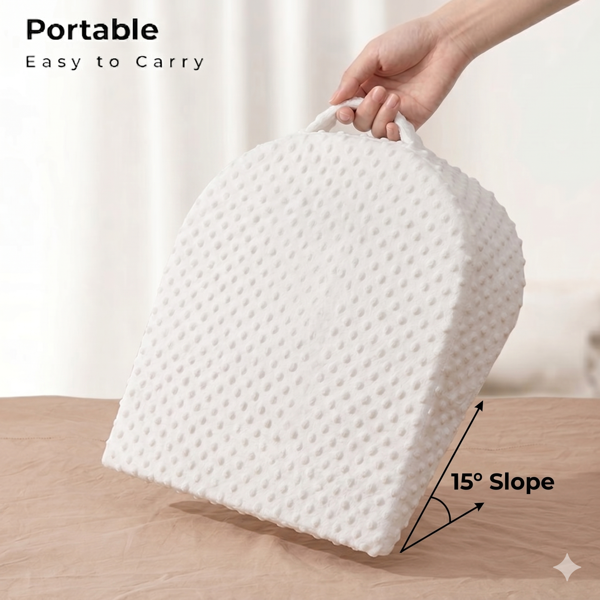 SUNVENO 15° Slope Baby Pillow with Removable Cover - White