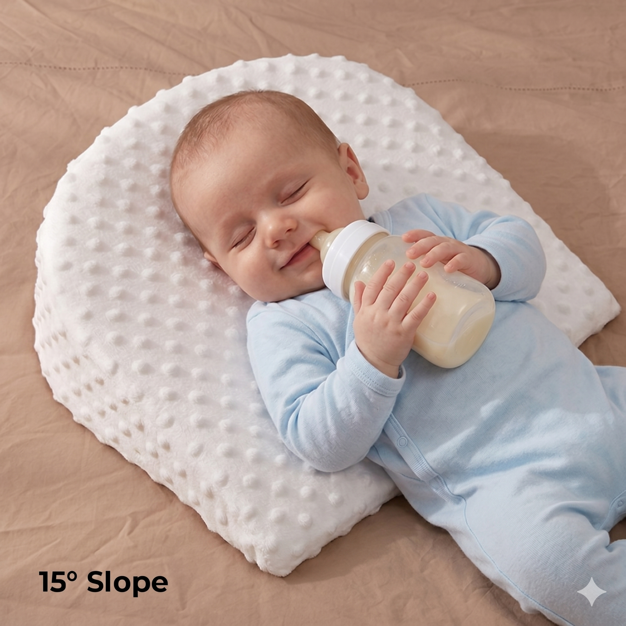 SUNVENO 15° Slope Baby Pillow with Removable Cover - White