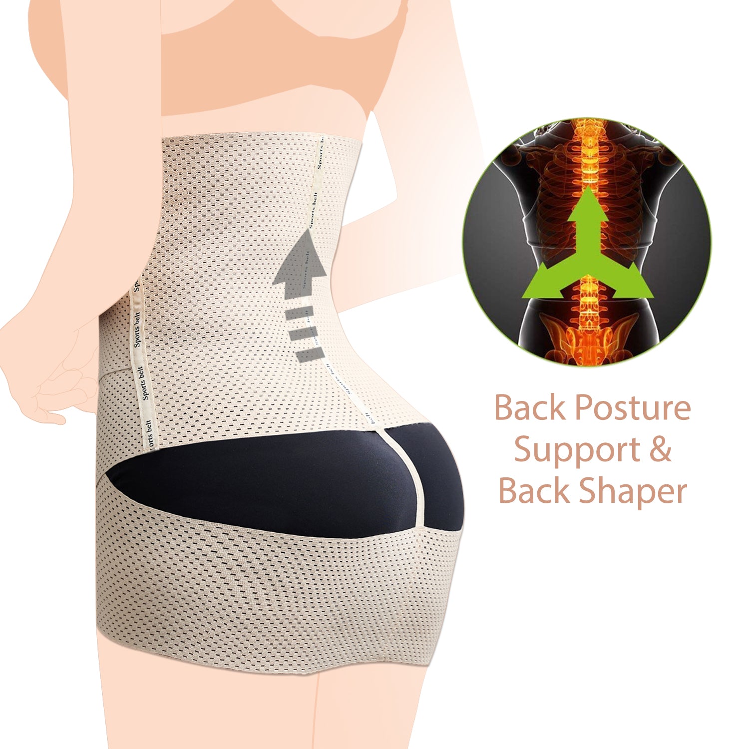 حزام تحديد شكل البطن والورك من SUNVENO - بيج، مقاس XL