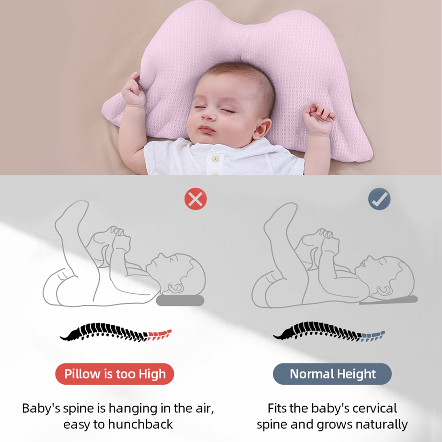 وسادة أجنحة لشكل رأس الرضيع من صن فينو - وردي