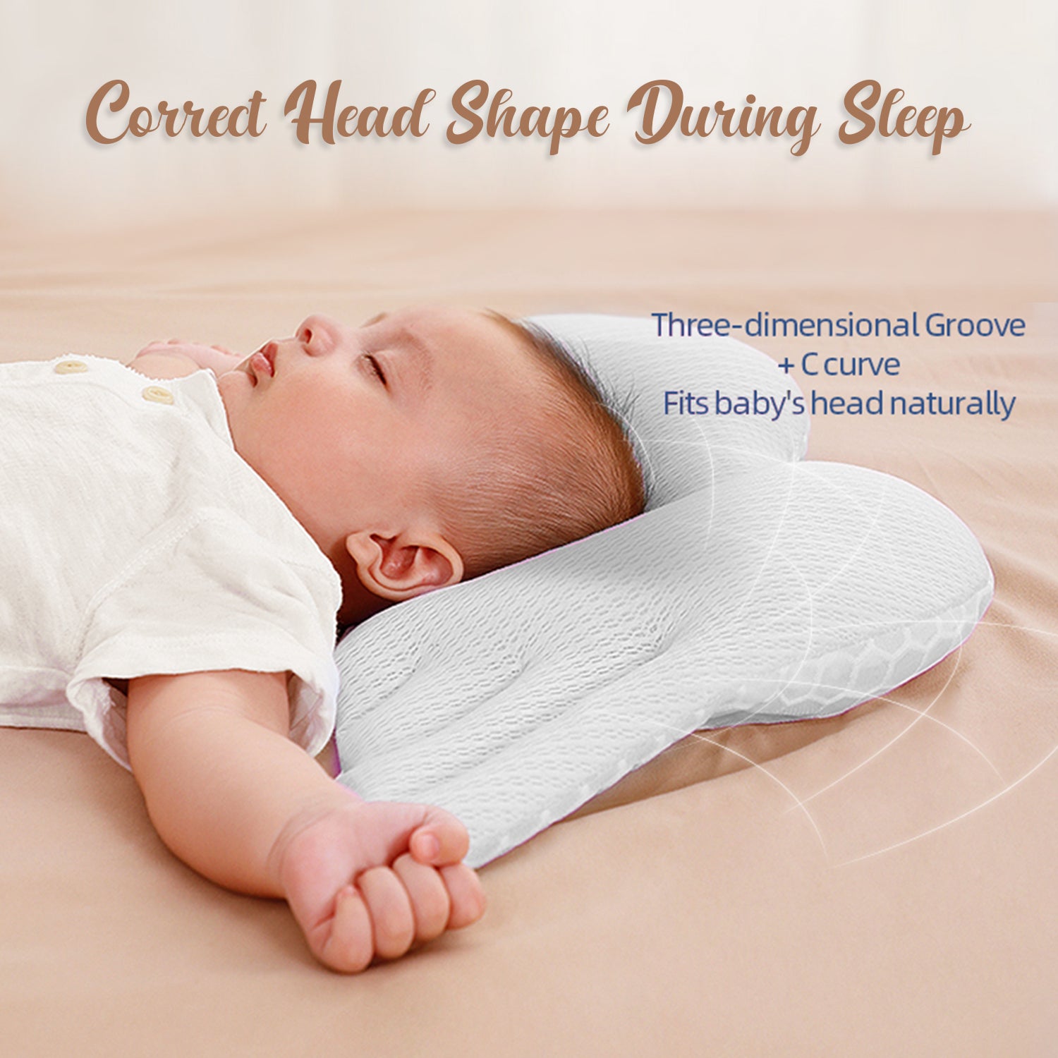 وسادة أجنحة لشكل رأس الرضيع من صن فينو - بيضاء