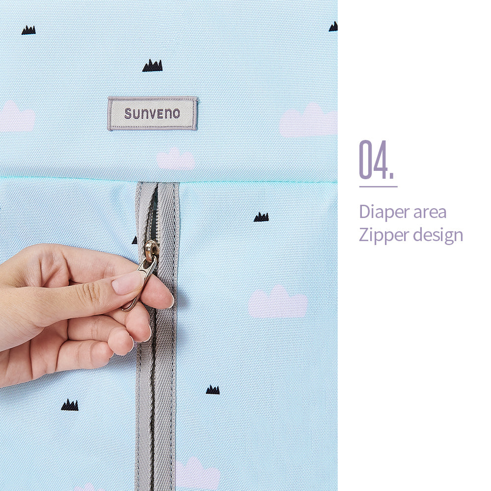 SUNVENO Baby Bedside Portable Crib Organizer - Blue