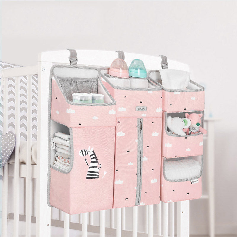 SUNVENO Baby Bedside Portable Crib Organizer - Pink