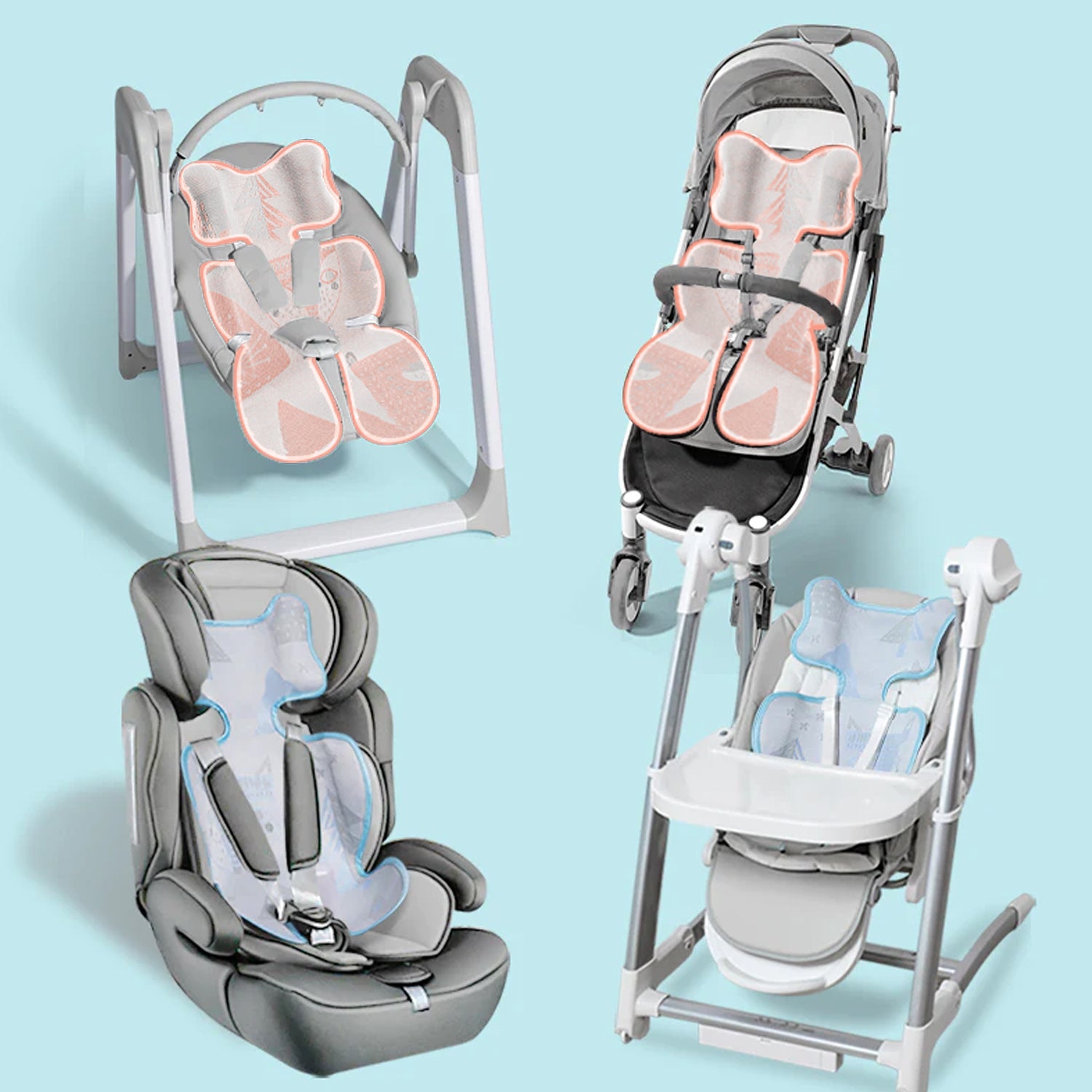 TEKNUM Breathable 3D Mesh Liner/Pad for Baby Stroller/Car Seat/High Chair/Cradle - Pink