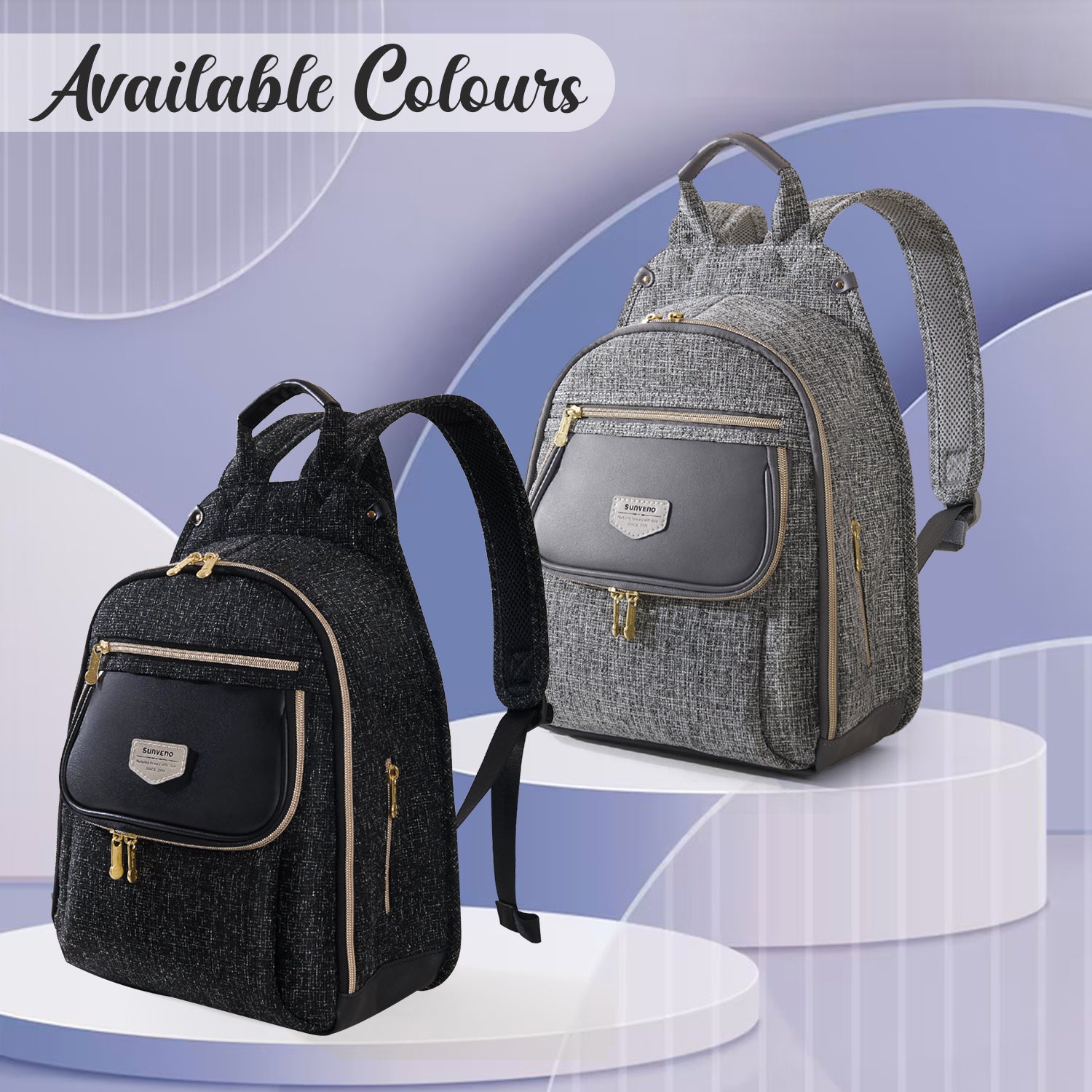 حقيبة ظهر حفاضات Sunveno Fashion Compact - أسود