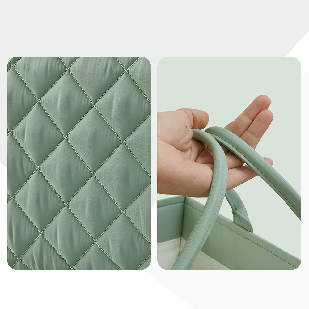 Sunveno Foldable Baby Nursery Organizer Caddy with Removable Dividers & Carry Handles, Sage Green