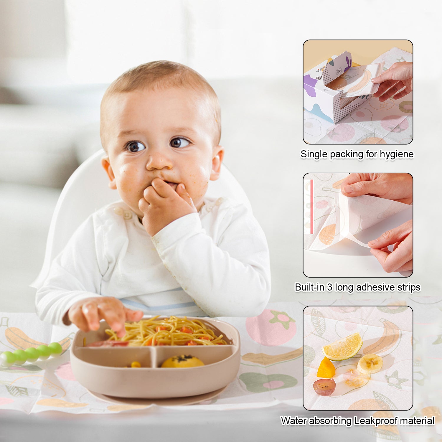 Sunveno baby Feeding Disposable Travel Multipurpose Placemats, 20 Pcs/Pack