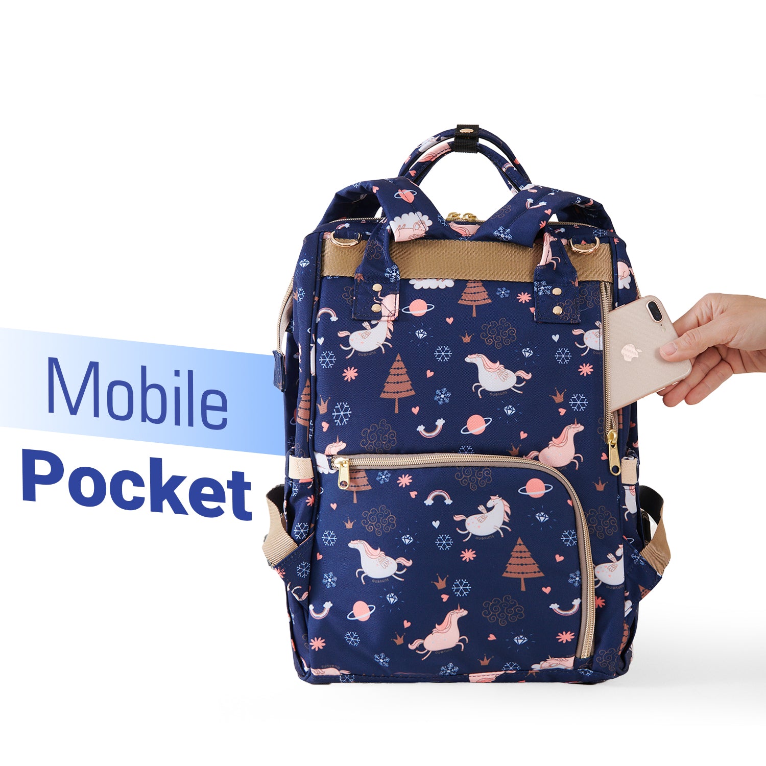 SUNVENO Diaper Bag with USB Charging Port and Changing Mat - Blue Dream Sky
